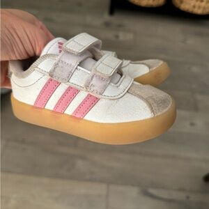 Adidas toddler' White and Pink Velcro Sneakers 6c
